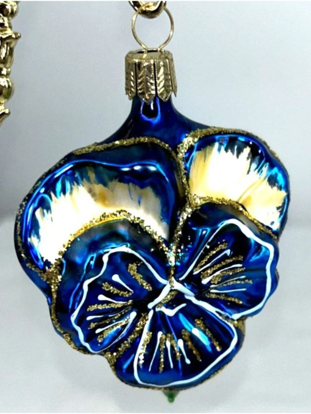Hawaiian Plumeria Christmas Ornament Hand Painted Glass w Box Flowers Aloha 2.5